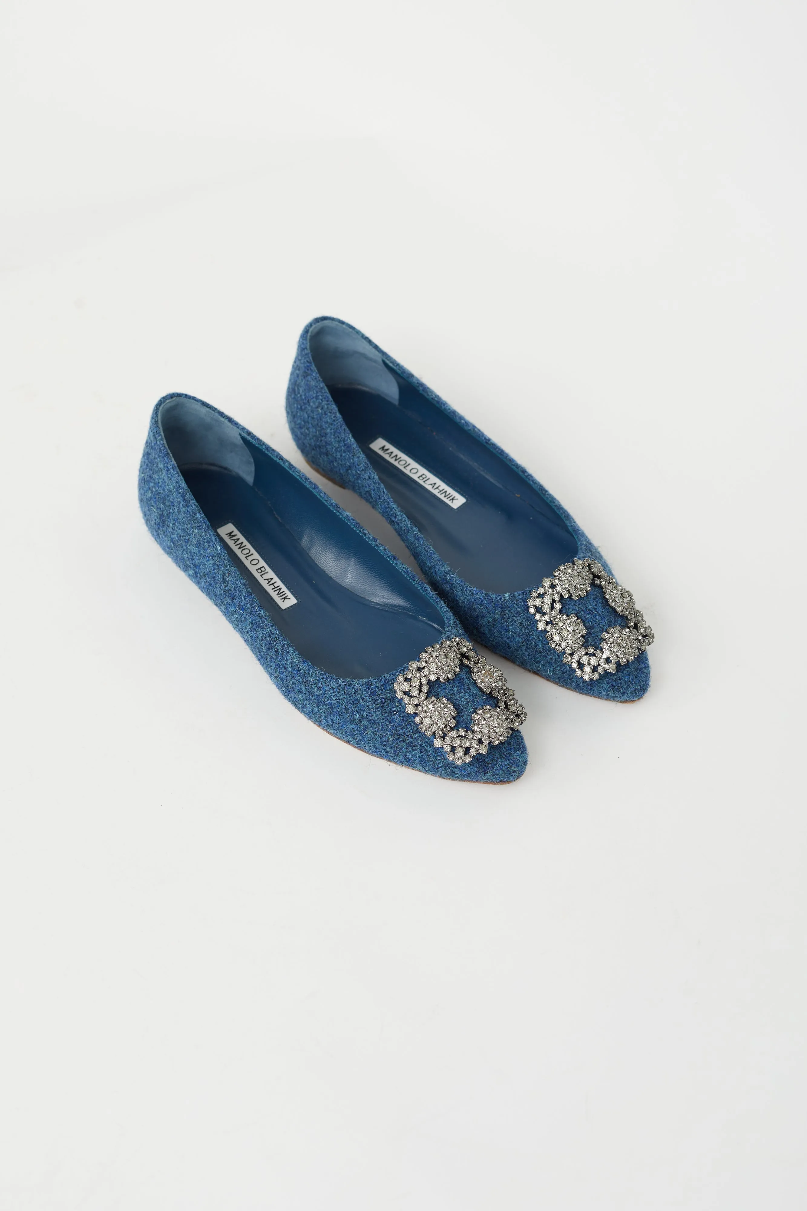 Blue Tweed Hangisiflat Embellished Flat