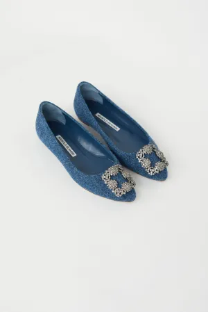 Blue Tweed Hangisiflat Embellished Flat