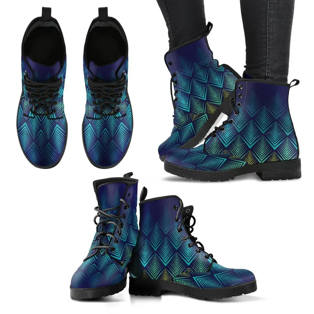 Combat Boots - 3D Pattern | Boho Shoes, Women's Boots, Vegan Leather Lace Up Boots, Handmade Lace Up Boots, Women's Boots, Custom Shoes