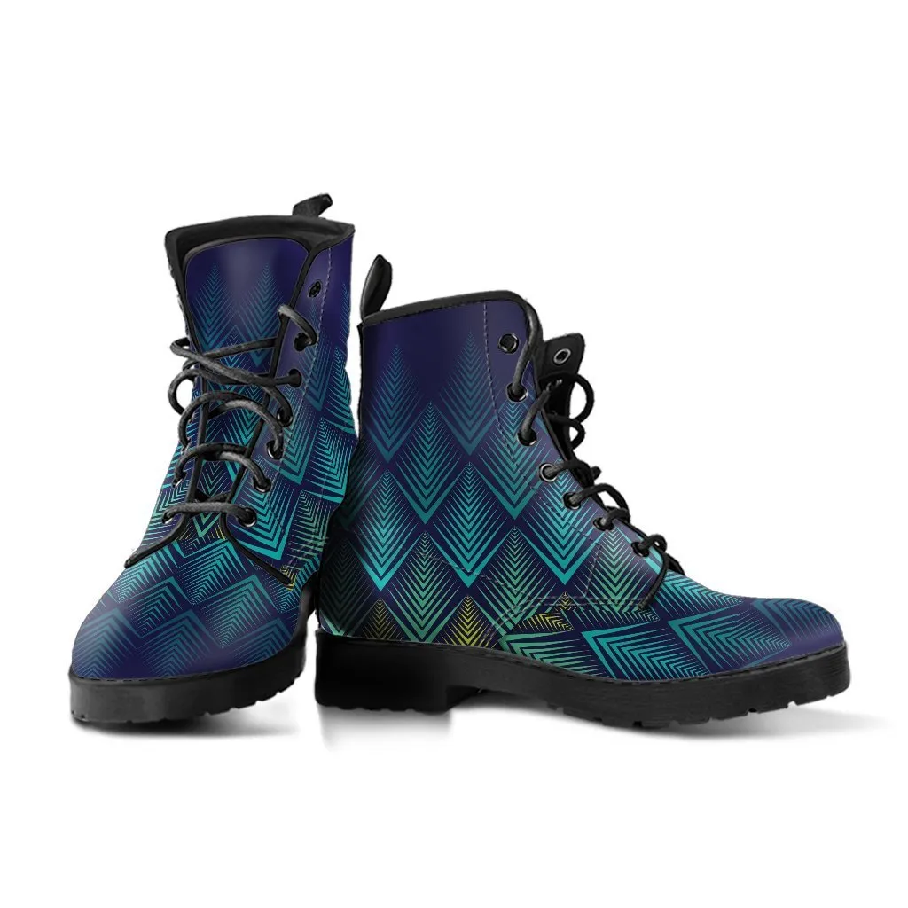 Combat Boots - 3D Pattern | Boho Shoes, Women's Boots, Vegan Leather Lace Up Boots, Handmade Lace Up Boots, Women's Boots, Custom Shoes
