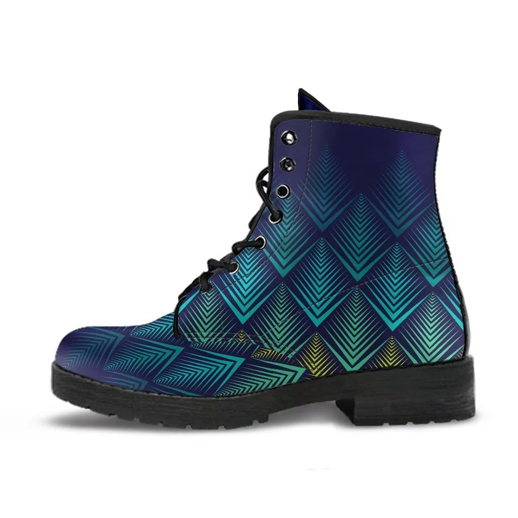 Combat Boots - 3D Pattern | Boho Shoes, Women's Boots, Vegan Leather Lace Up Boots, Handmade Lace Up Boots, Women's Boots, Custom Shoes