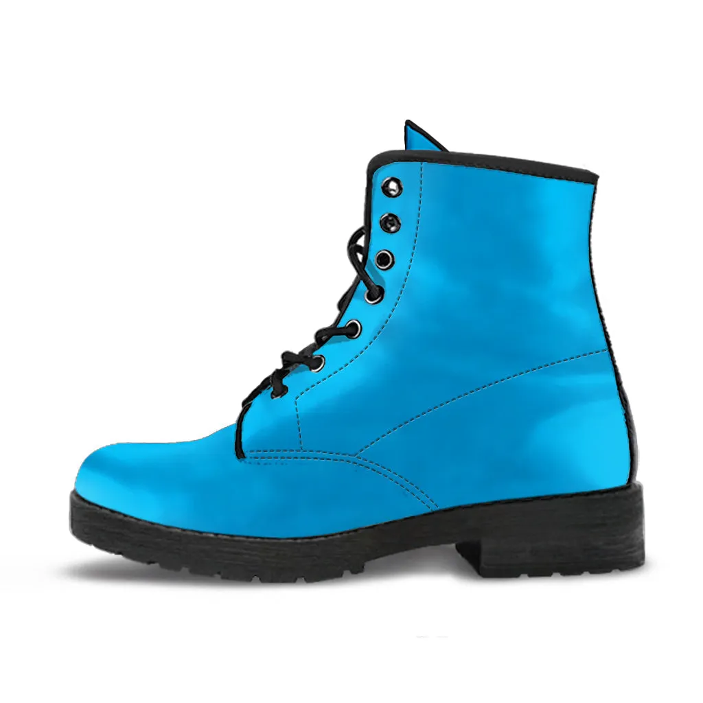 Combat Boots - Blue | Boho Shoes, Handmade Lace Up Boots, Vegan Leather Lace Up Boots Women, 90s Boots, 2000s Boots, Hipster Boots
