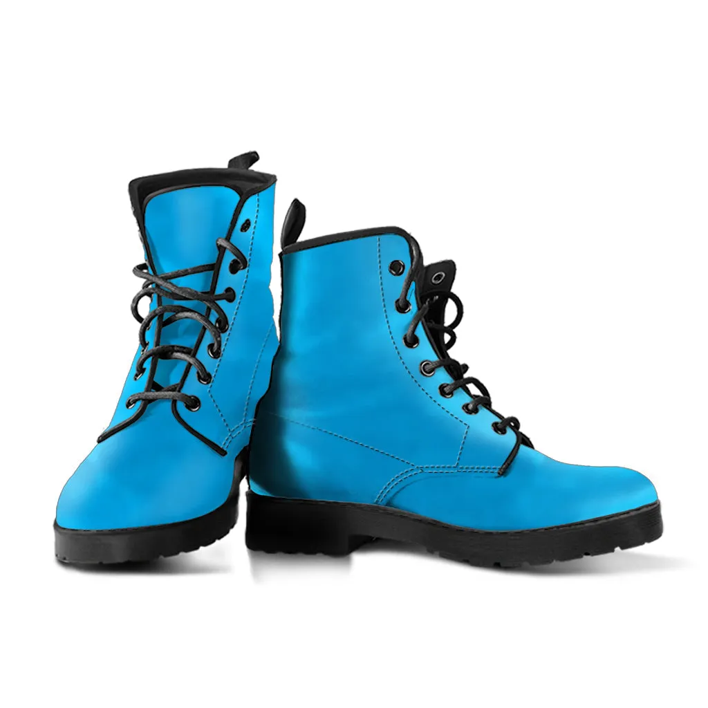 Combat Boots - Blue | Boho Shoes, Handmade Lace Up Boots, Vegan Leather Lace Up Boots Women, 90s Boots, 2000s Boots, Hipster Boots