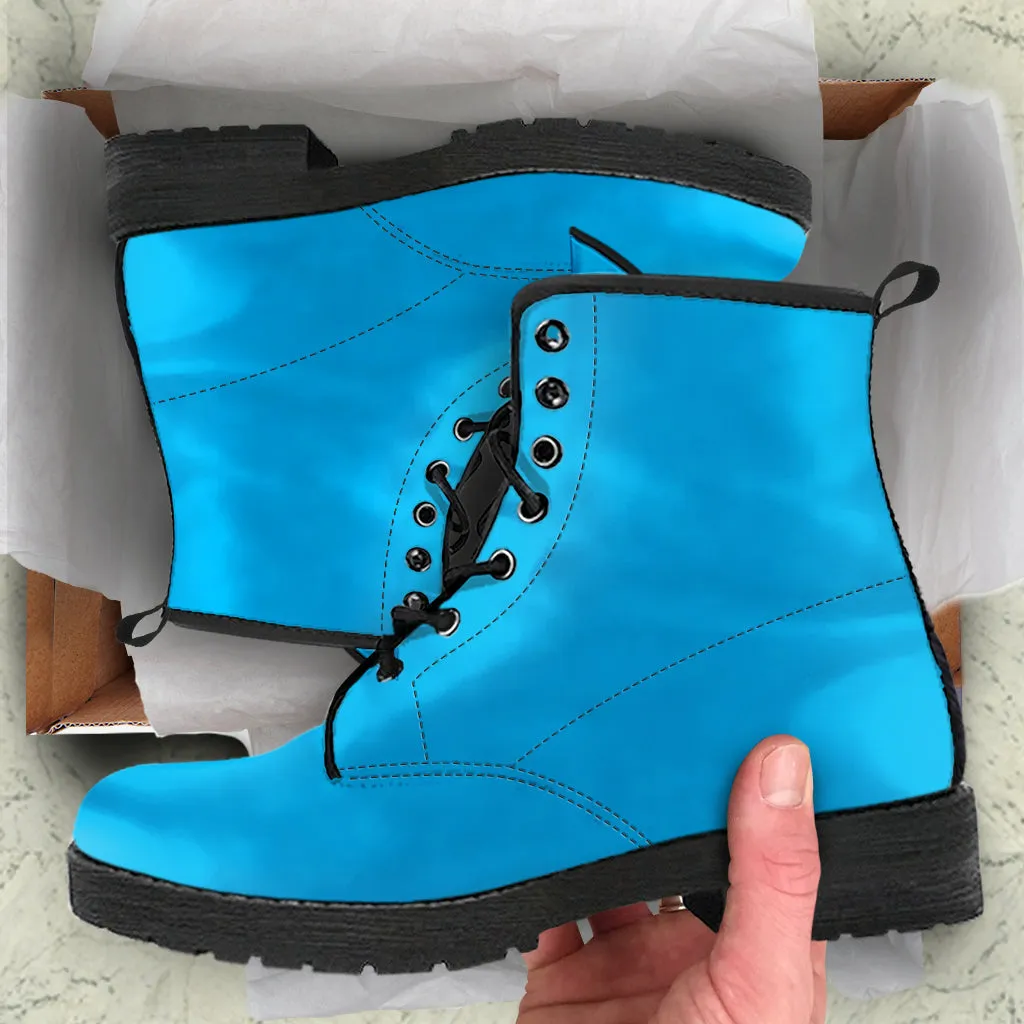 Combat Boots - Blue | Boho Shoes, Handmade Lace Up Boots, Vegan Leather Lace Up Boots Women, 90s Boots, 2000s Boots, Hipster Boots