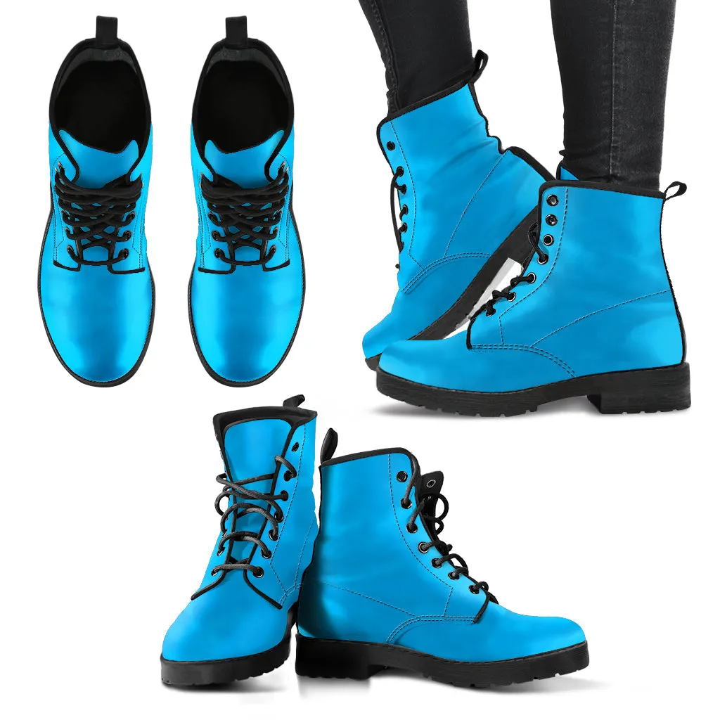 Combat Boots - Blue | Boho Shoes, Handmade Lace Up Boots, Vegan Leather Lace Up Boots Women, 90s Boots, 2000s Boots, Hipster Boots