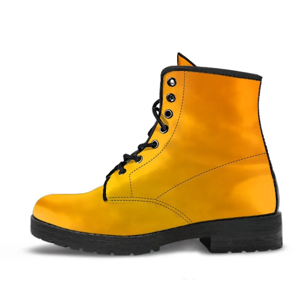 Combat Boots - Gradient Yellow | Boho Shoes, Handmade Lace Up Boots, Vegan Leather Lace Up Boots, 90s Boots, 2000s Boots
