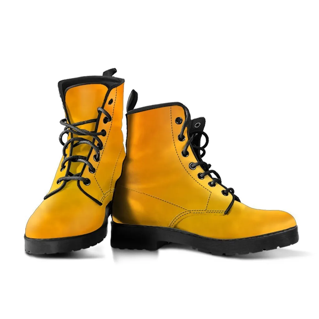 Combat Boots - Gradient Yellow | Boho Shoes, Handmade Lace Up Boots, Vegan Leather Lace Up Boots, 90s Boots, 2000s Boots