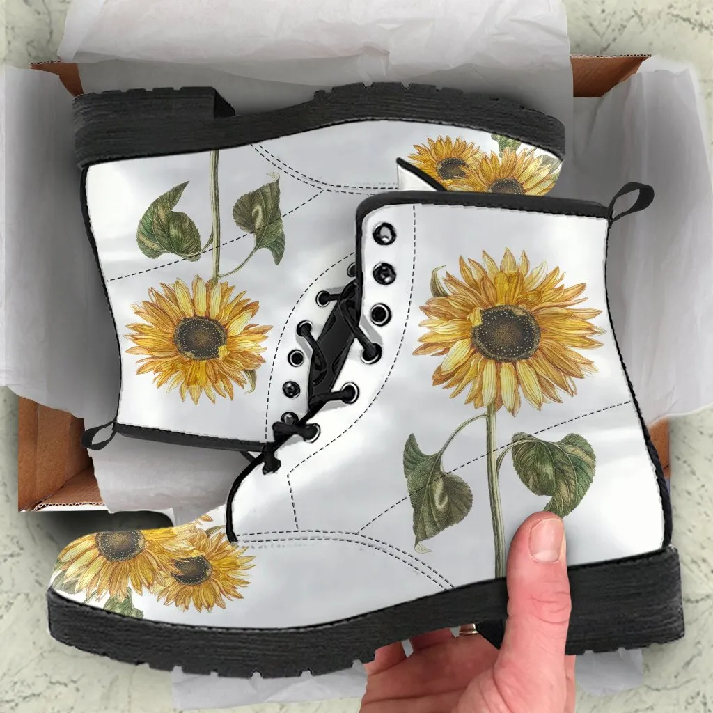 Combat Boots - Sunflower Shoes | Vegan Leather Lace Up Boots Women, Handmade Lace Up Boots, Women's Boots, Custom Shoes