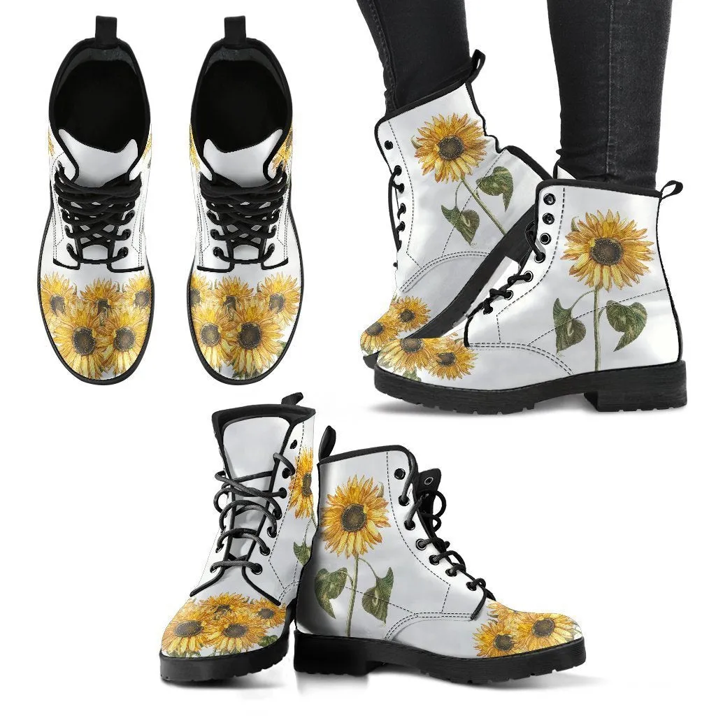 Combat Boots - Sunflower Shoes | Vegan Leather Lace Up Boots Women, Handmade Lace Up Boots, Women's Boots, Custom Shoes