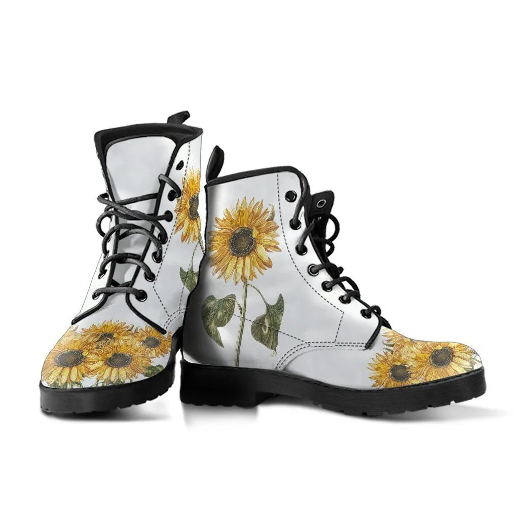 Combat Boots - Sunflower Shoes | Vegan Leather Lace Up Boots Women, Handmade Lace Up Boots, Women's Boots, Custom Shoes