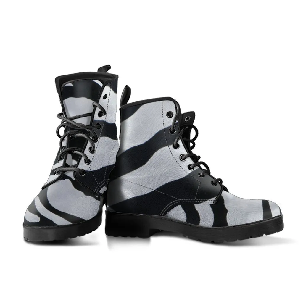 Combat Boots - Zebra Print | Boho Shoes, Handmade Lace Up Boots, Vegan Leather Lace Up Boots Women, Custom Shoes, Animal Print, Custom Boots