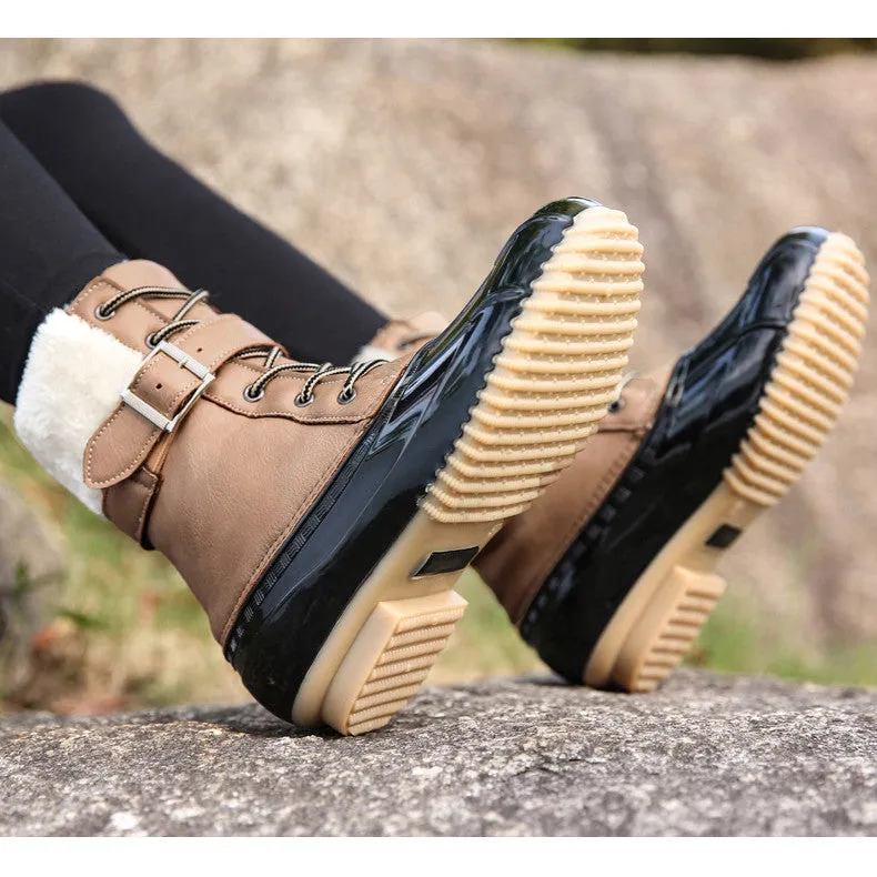 elveswallet Retro Warm Faux Wool Duck Boots