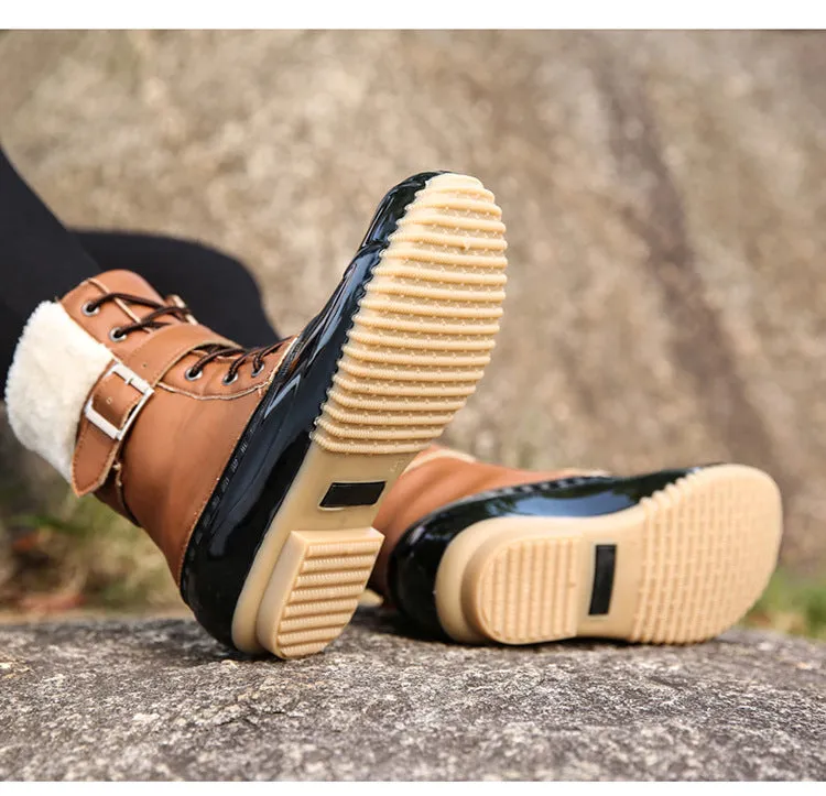 elveswallet Retro Warm Faux Wool Duck Boots