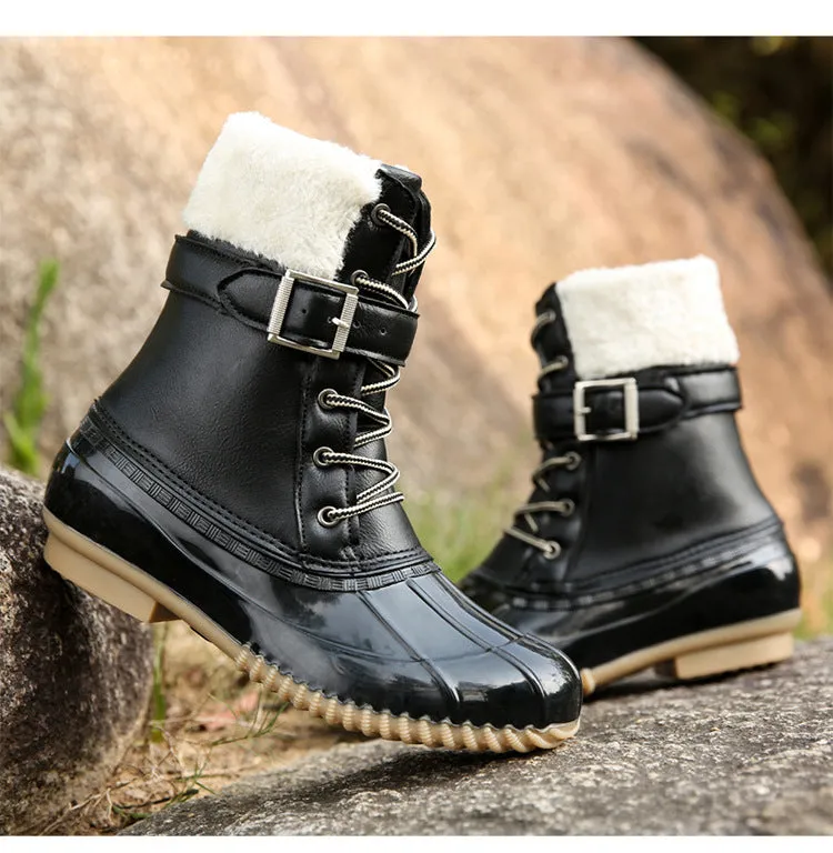 elveswallet Retro Warm Faux Wool Duck Boots