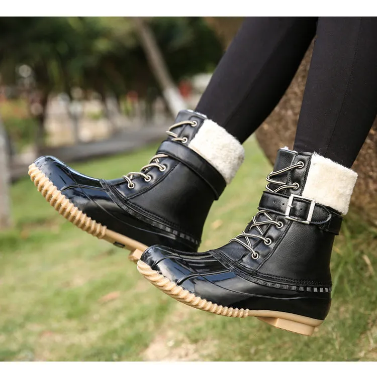 elveswallet Retro Warm Faux Wool Duck Boots