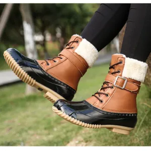 elveswallet Retro Warm Faux Wool Duck Boots