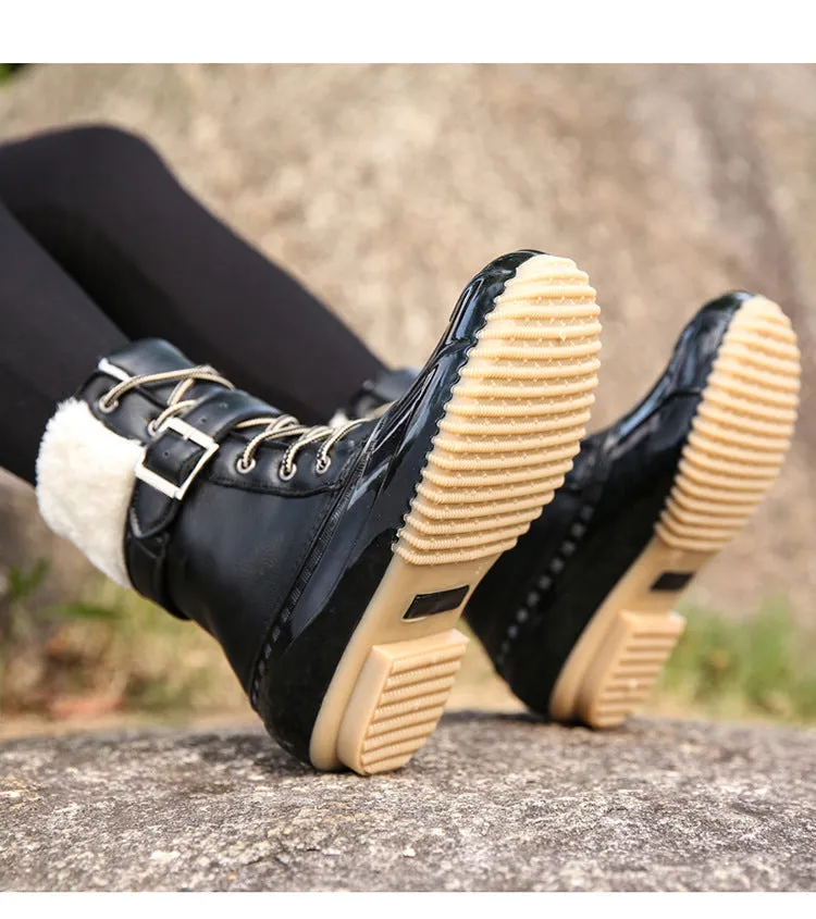 elveswallet Retro Warm Faux Wool Duck Boots