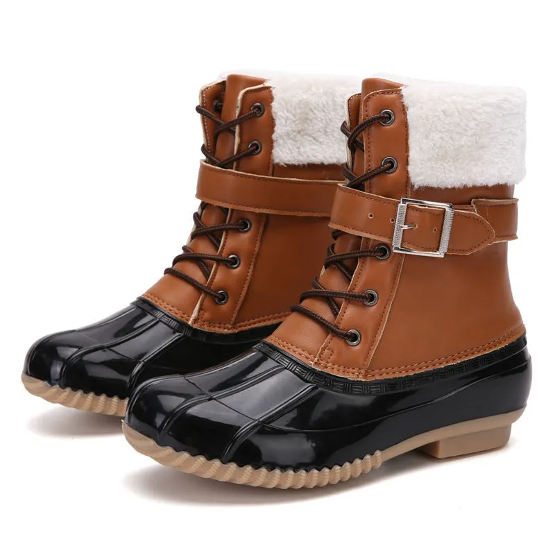 elveswallet Retro Warm Faux Wool Duck Boots
