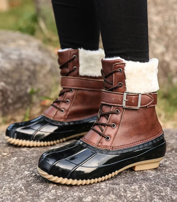 elveswallet Retro Warm Faux Wool Duck Boots