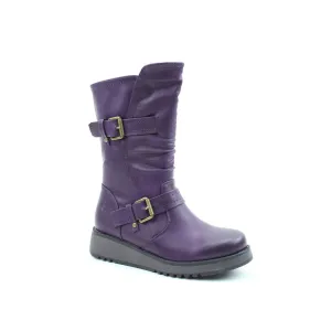 Heavenly Feet Hannah 4 Ladies Purple Vegan Side Zip Mid-Calf Boots