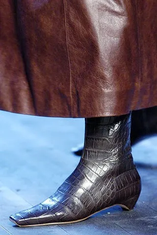 John Galliano for Christian Dior - Black Alligator Embossed Knee High Boots - IT 38 1/2