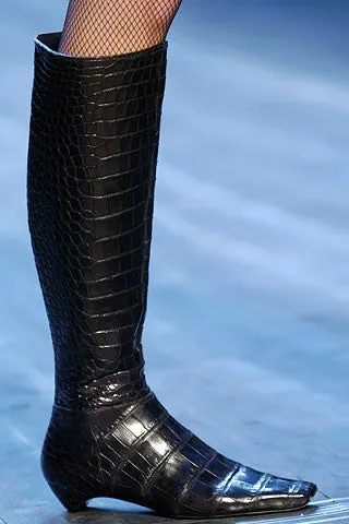 John Galliano for Christian Dior - Black Alligator Embossed Knee High Boots - IT 38 1/2