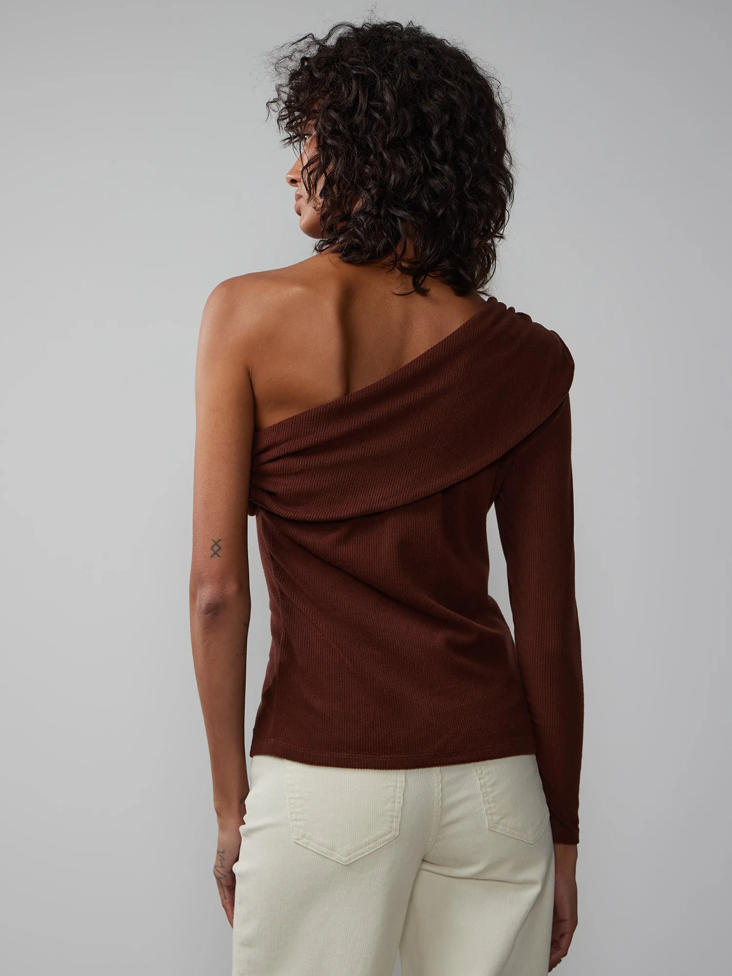 Long Sleeve One Shoulder Top