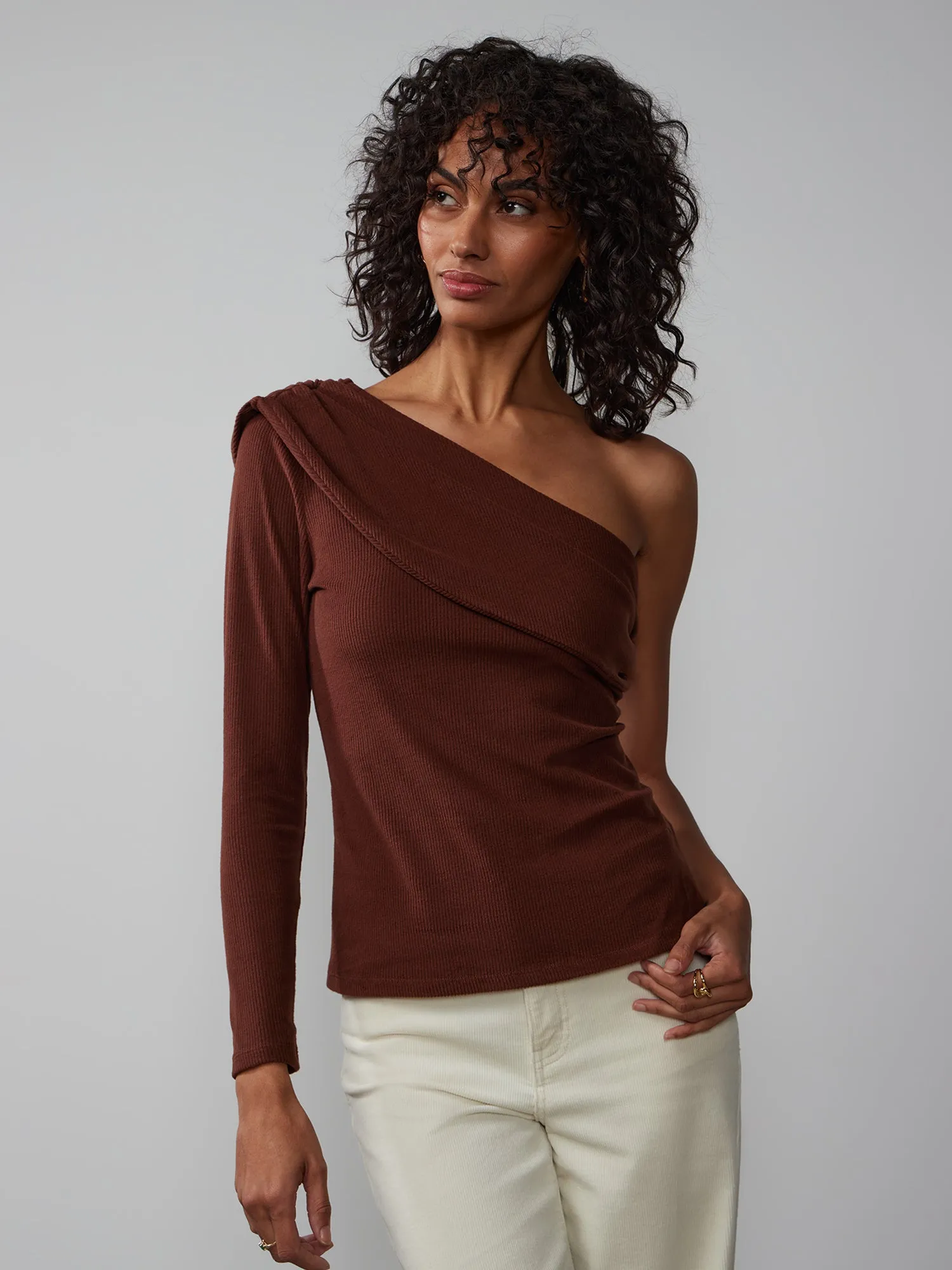 Long Sleeve One Shoulder Top