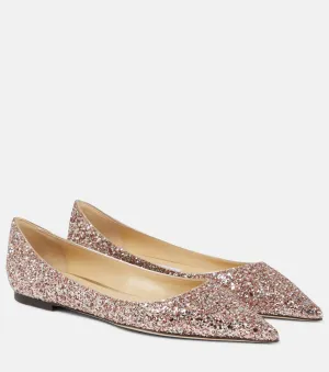 Love Jimmy Choo glitter flats, pink