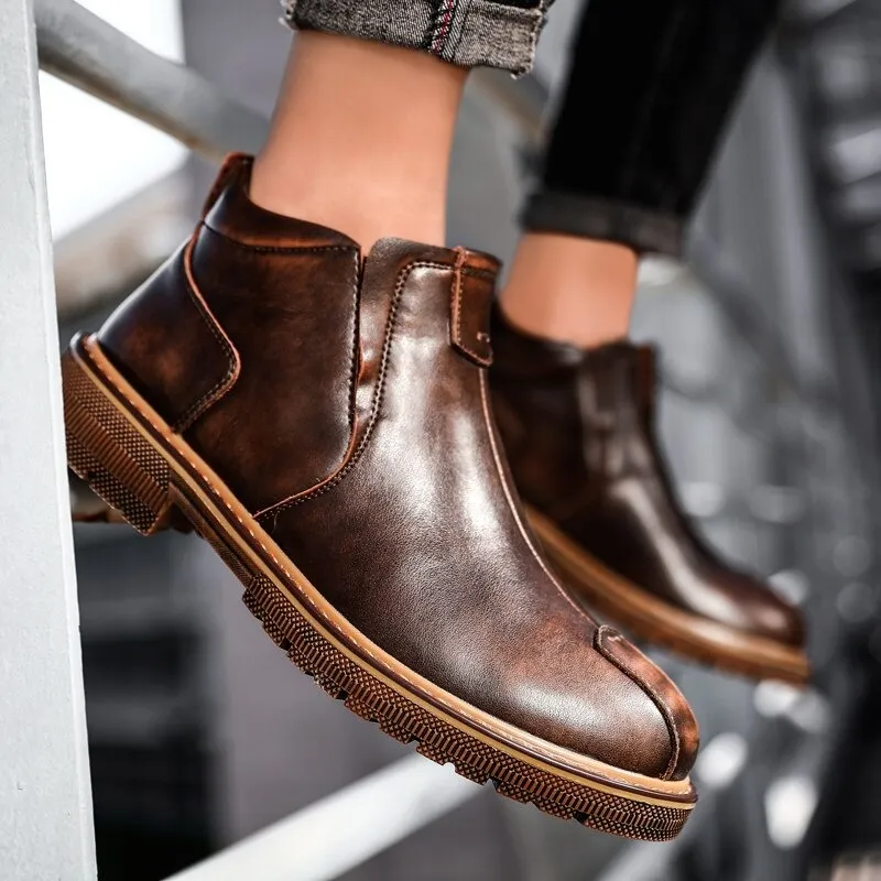 Men's Warm Ankle Boots / Fashion Leather Shoes / Classic Comfy Boots