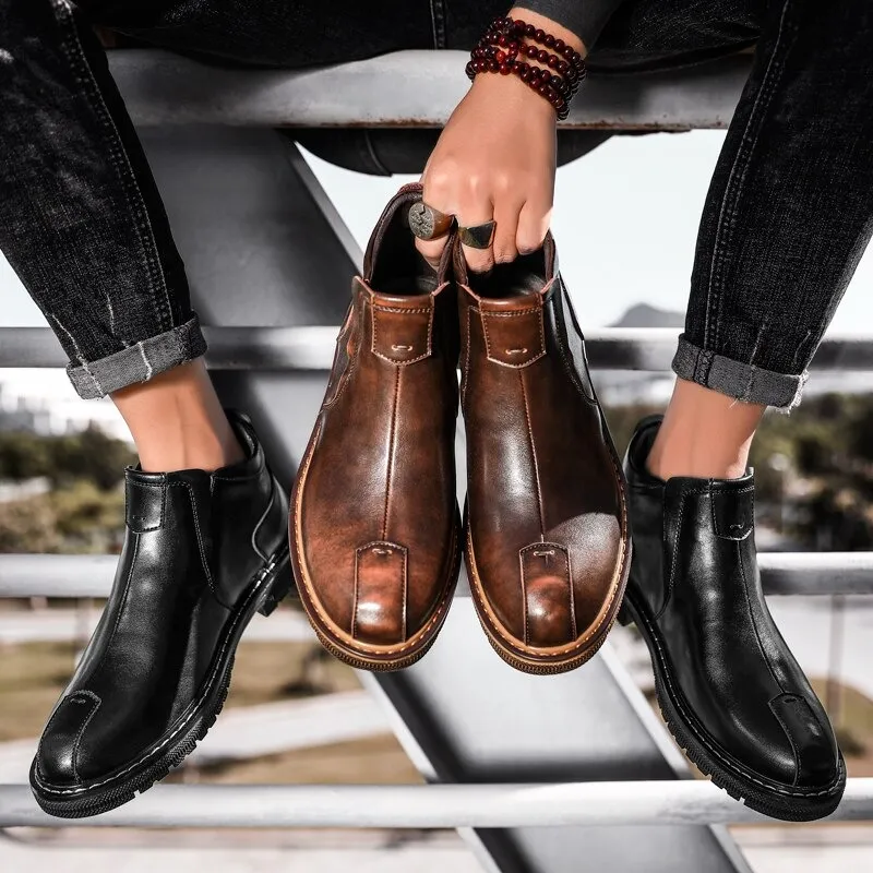 Men's Warm Ankle Boots / Fashion Leather Shoes / Classic Comfy Boots