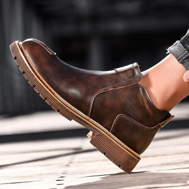 Men's Warm Ankle Boots / Fashion Leather Shoes / Classic Comfy Boots