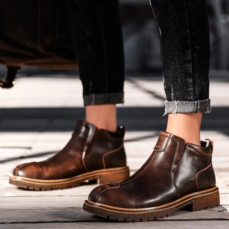 Men's Warm Ankle Boots / Fashion Leather Shoes / Classic Comfy Boots