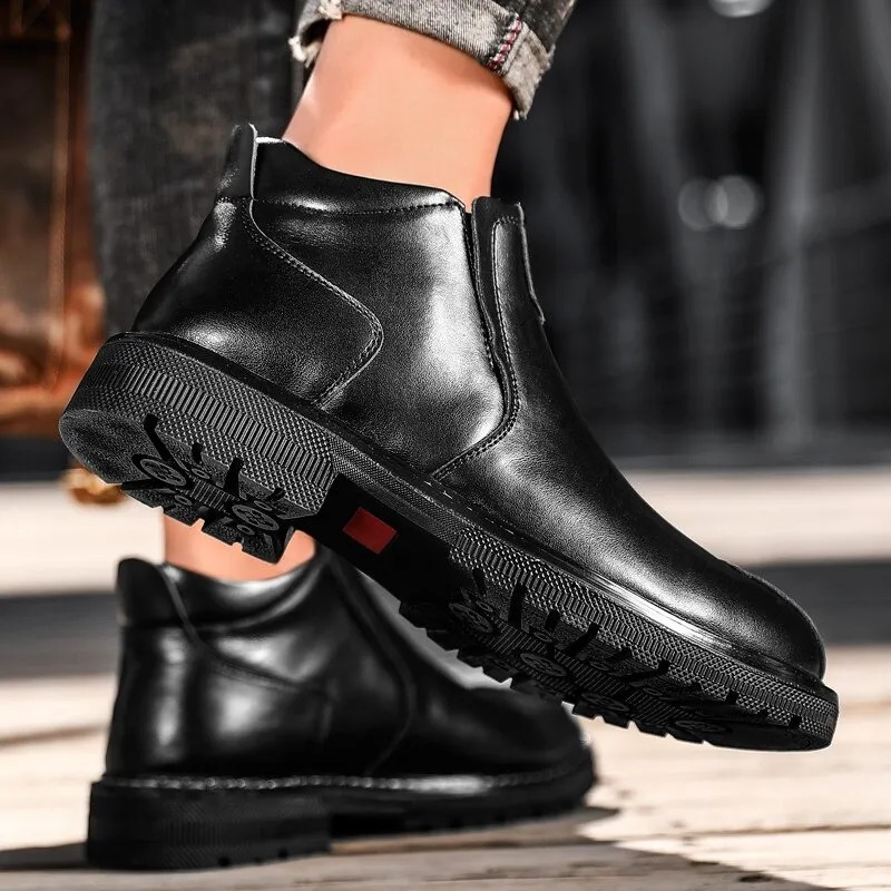 Men's Warm Ankle Boots / Fashion Leather Shoes / Classic Comfy Boots