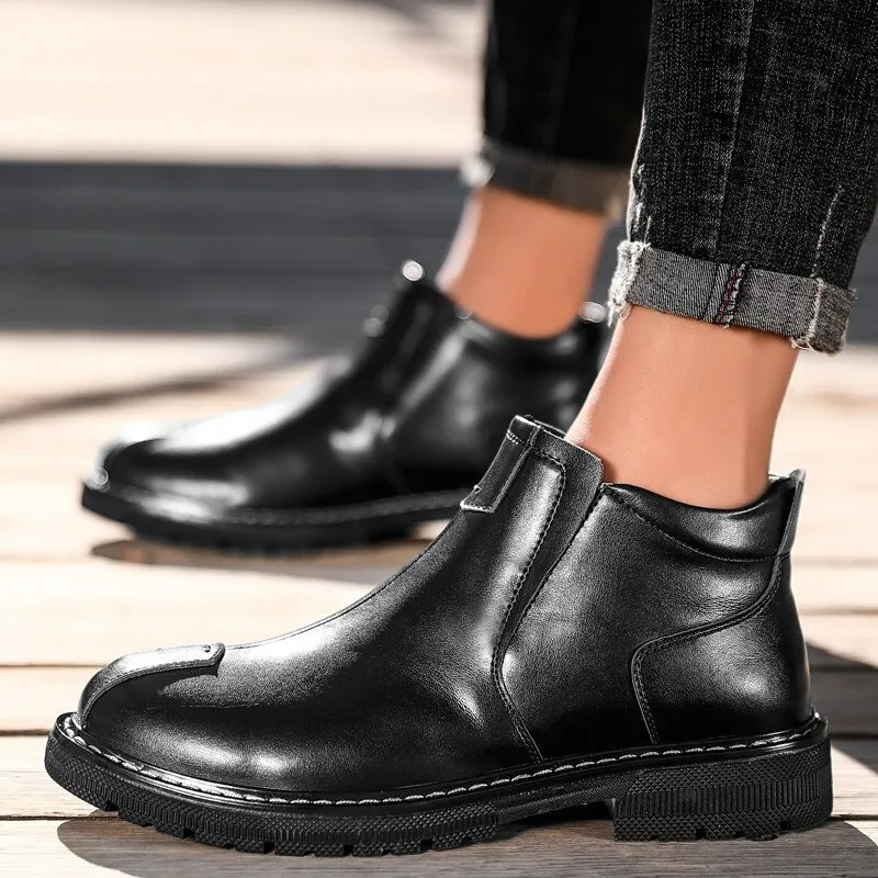 Men's Warm Ankle Boots / Fashion Leather Shoes / Classic Comfy Boots