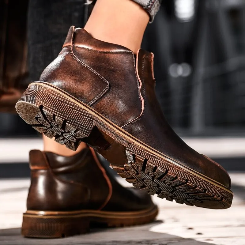 Men's Warm Ankle Boots / Fashion Leather Shoes / Classic Comfy Boots