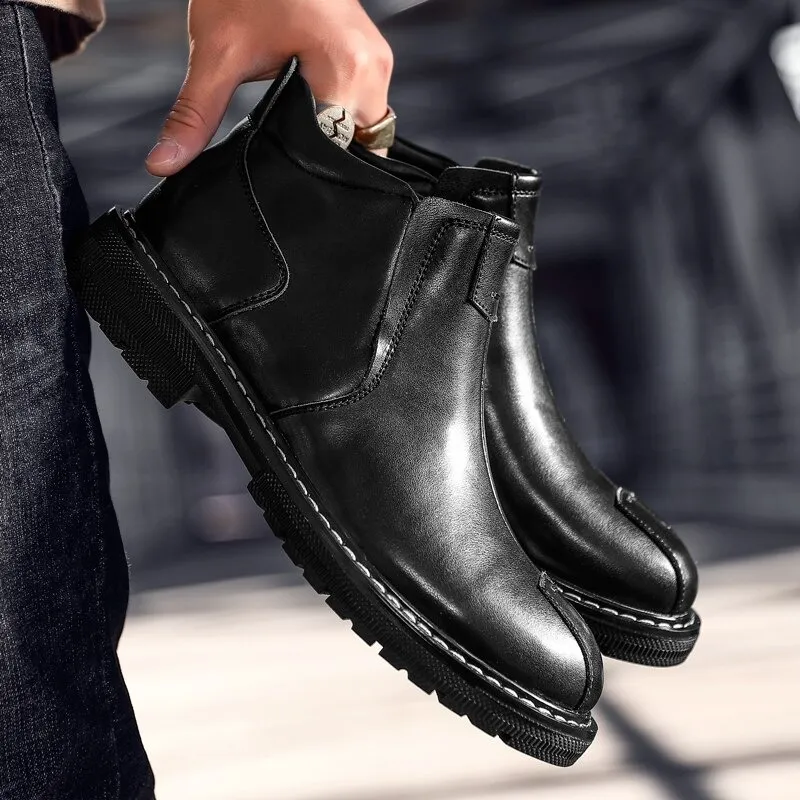 Men's Warm Ankle Boots / Fashion Leather Shoes / Classic Comfy Boots