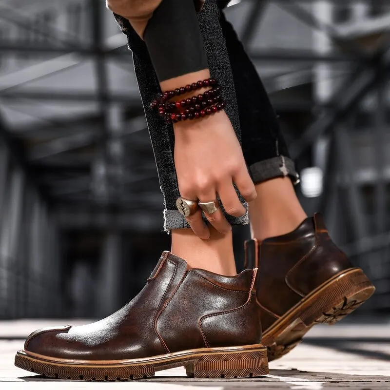 Men's Warm Ankle Boots / Fashion Leather Shoes / Classic Comfy Boots