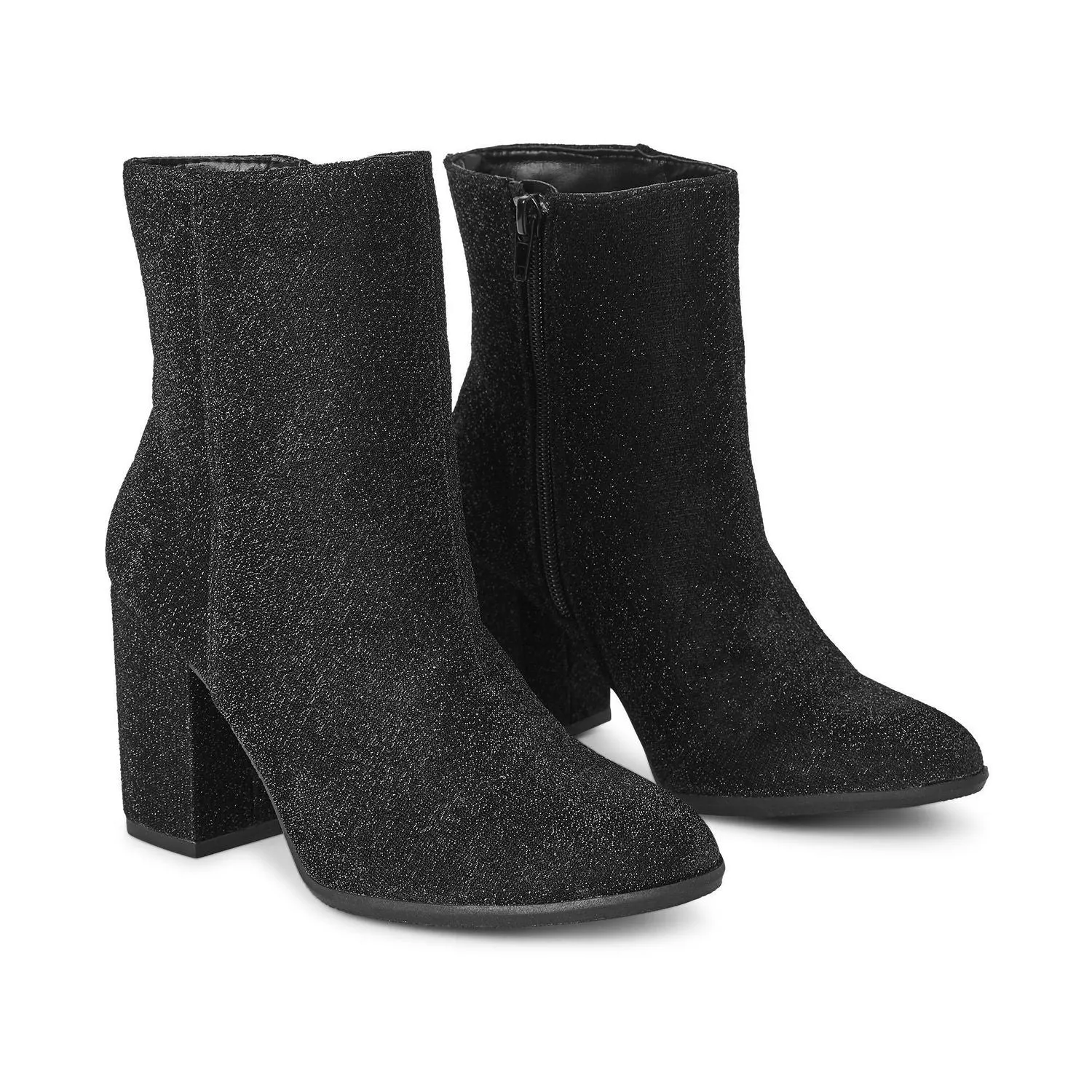 New George Women's Veronika Ankle Boots in Black Shimmer, Sz 8