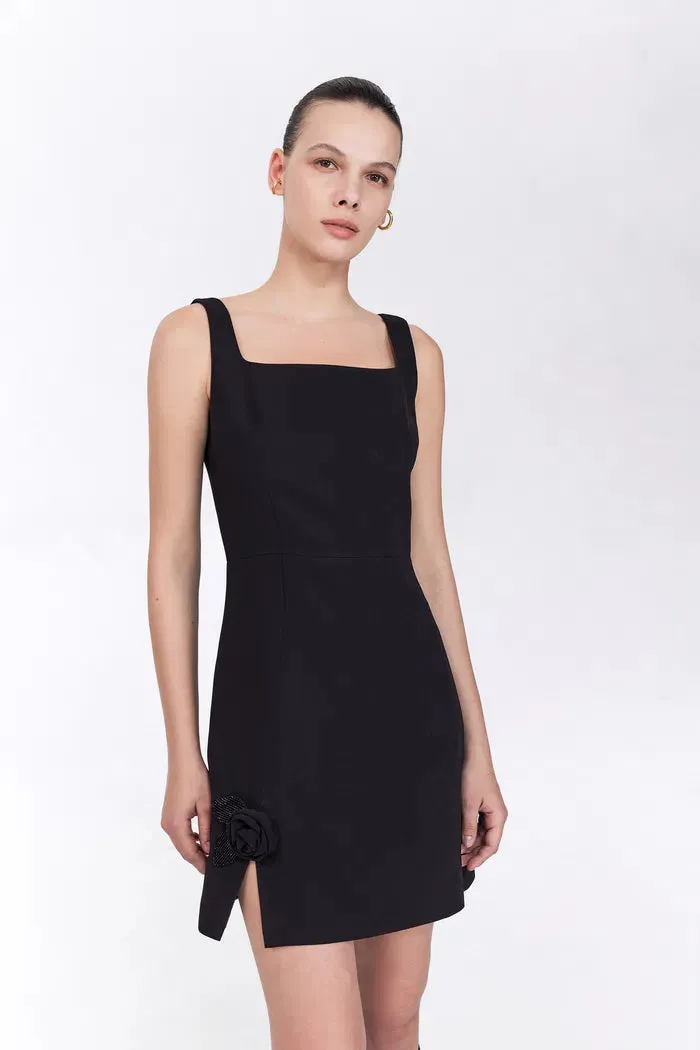 Rose Black Beaded Dress