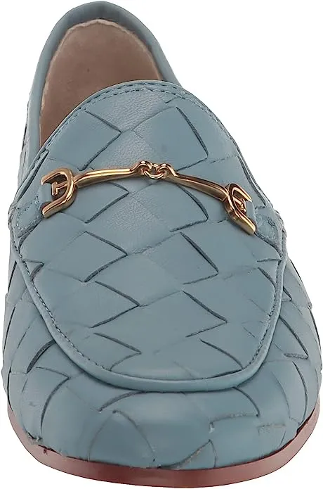 Sam Edelman Loraine Woven Aspen Sky Leather Classic Chain Detail Vamp Loafers