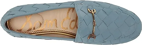 Sam Edelman Loraine Woven Aspen Sky Leather Classic Chain Detail Vamp Loafers