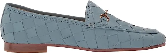 Sam Edelman Loraine Woven Aspen Sky Leather Classic Chain Detail Vamp Loafers