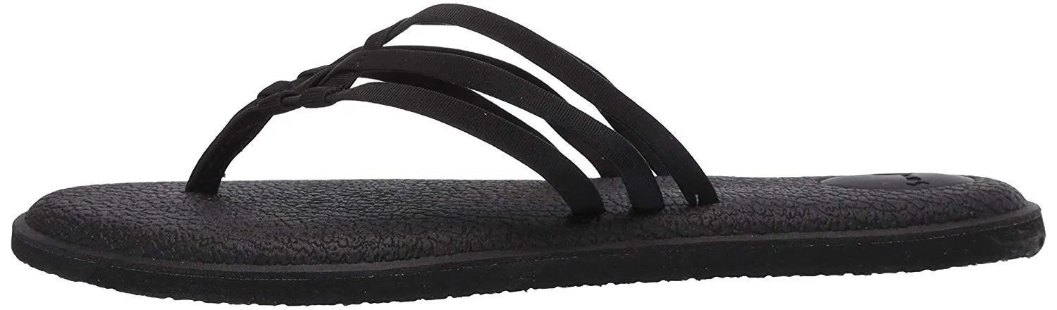 Sanuk Women's Yoga Salty Black Yoga Mat Sandal  Flip-Flop