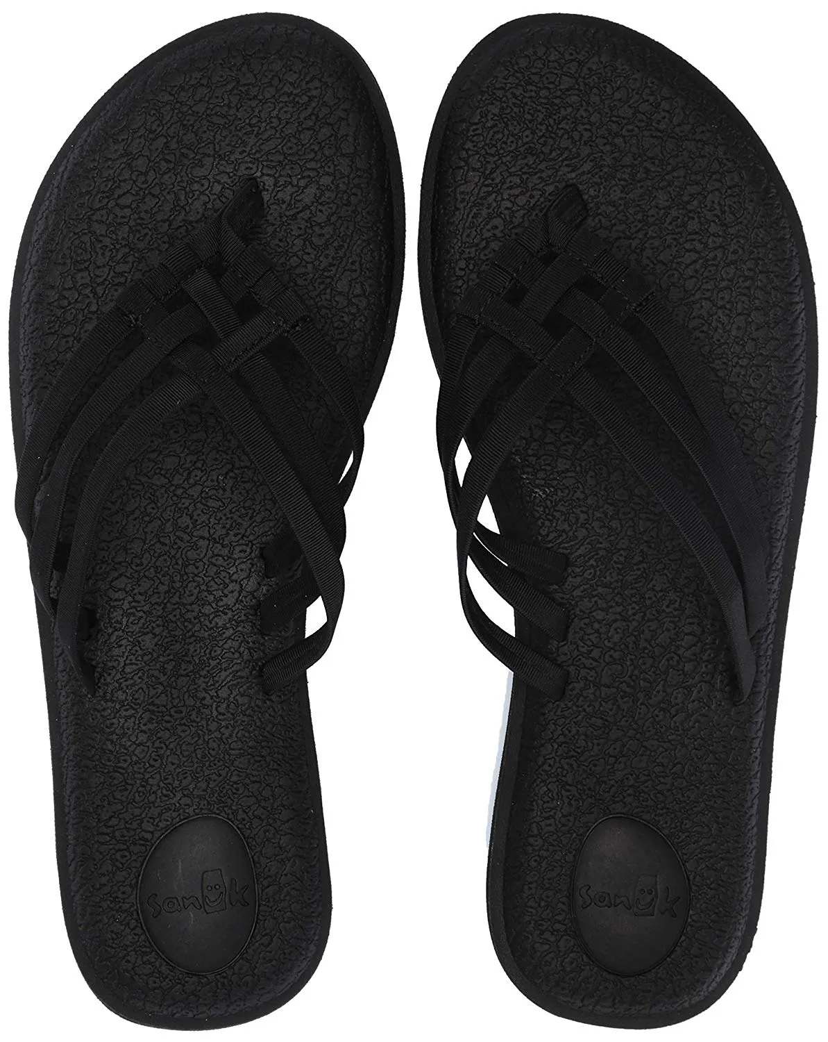 Sanuk Women's Yoga Salty Black Yoga Mat Sandal  Flip-Flop