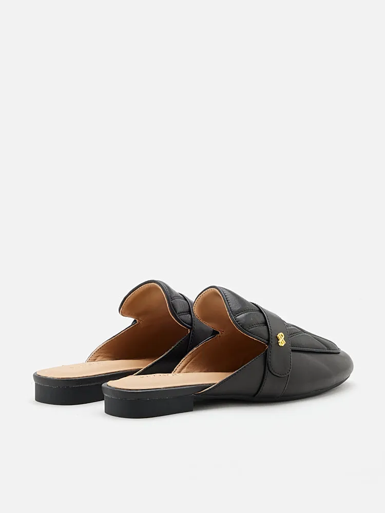 Sara Gold Accent Quilted Mules