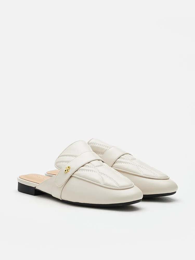 Sara Gold Accent Quilted Mules