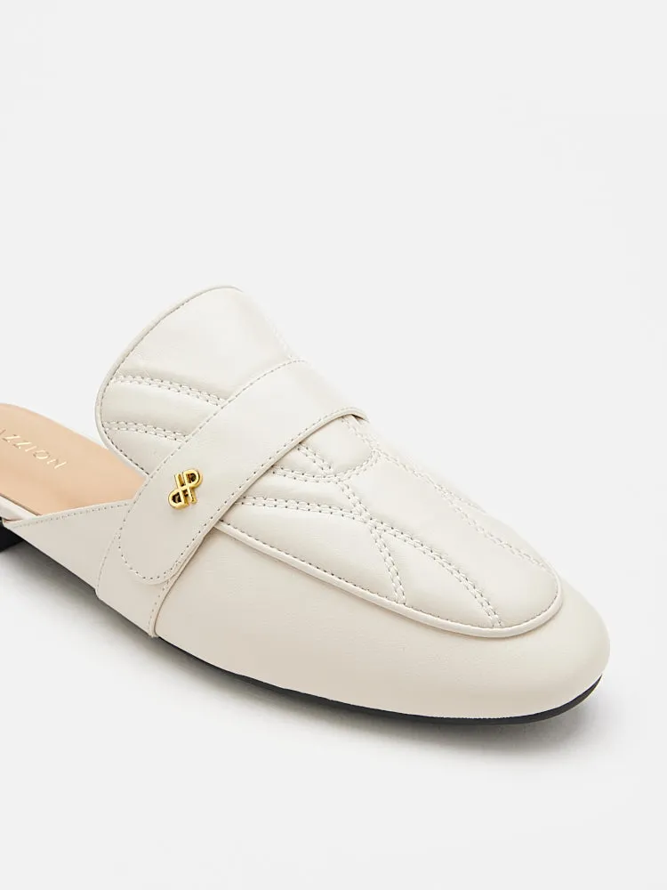 Sara Gold Accent Quilted Mules