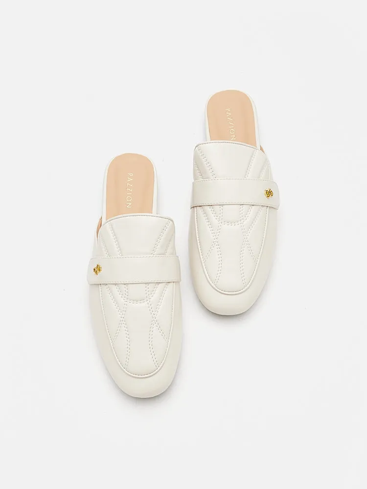 Sara Gold Accent Quilted Mules