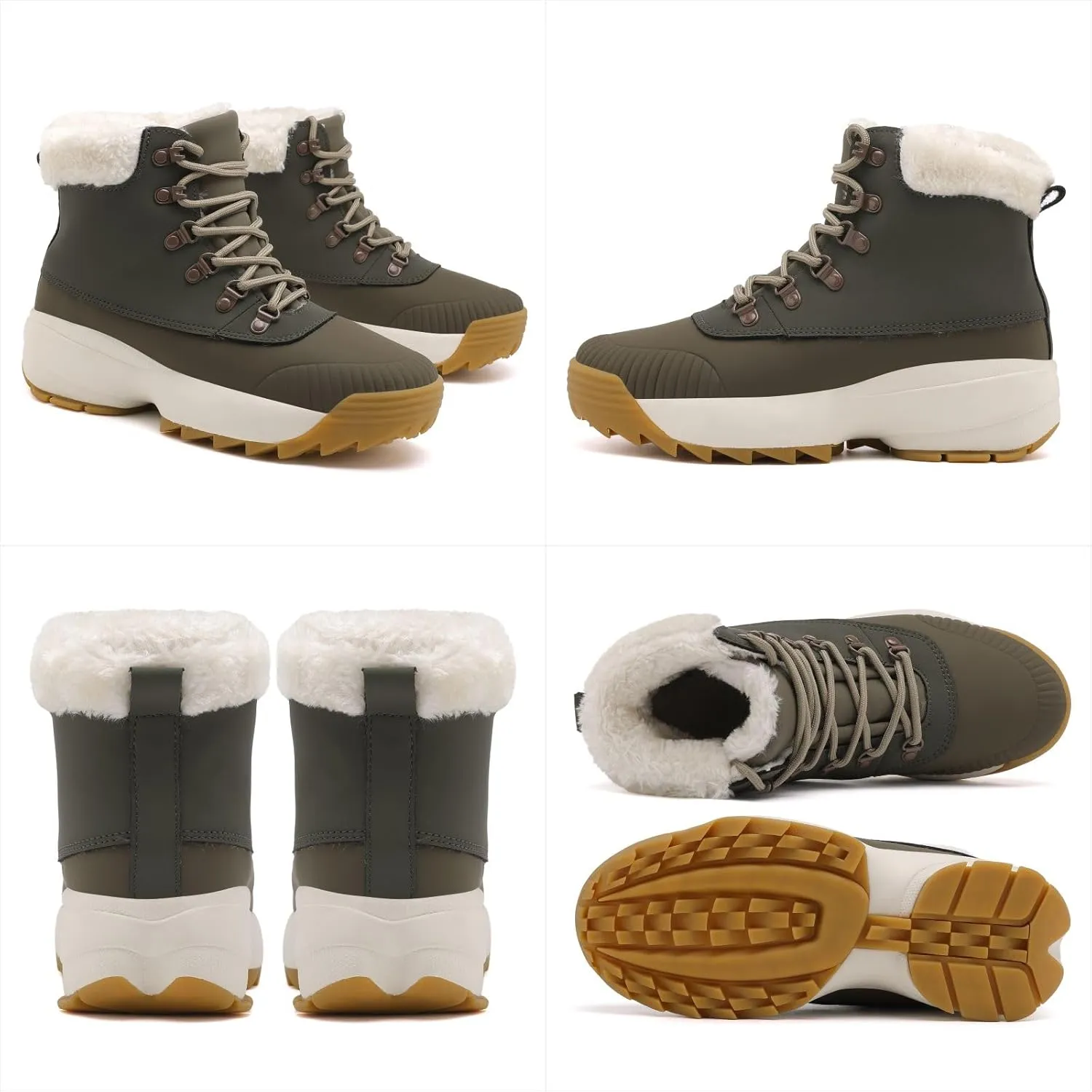 Waterproof Winter Snow Boots for WomenInsulated-Warm Fur-Lined BootiesNon-Slip Cushion Outdoor Walking BootsLightweight Comfortable Casual Suede Leather Short Boots